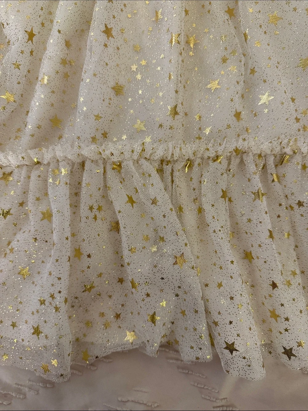 The Children's Place Ivory Tulle Dress with Gold Stars